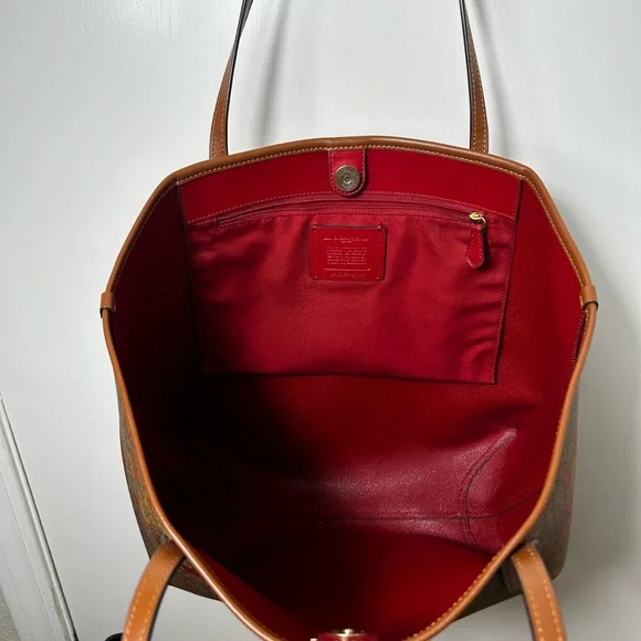 Coach Signature Tote in Red and Orange - Picture 5 of 5